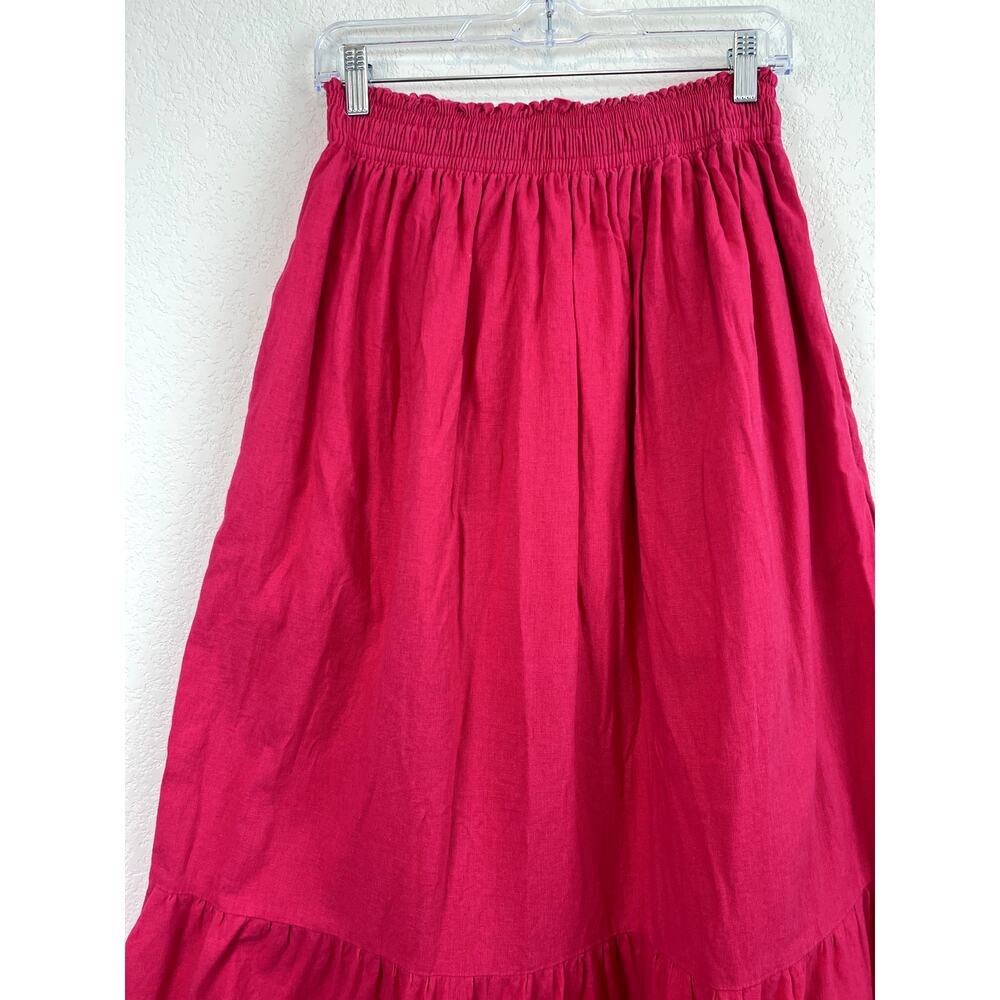 Abercrombie & Fitch Hot Pink Linen Blend Tiered Maxi Skirt - Picture 4 of 7